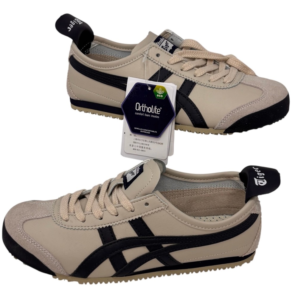 Onitsuka Tiger Mexico 66 Birch Peacoat Unisex 6.5 Womens 8 Leather Sneakers NWT